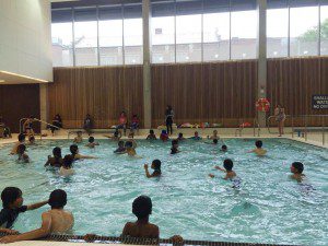 Students enjoying the new AWC pool during swimming. (Photo credit: Shirley Kim)